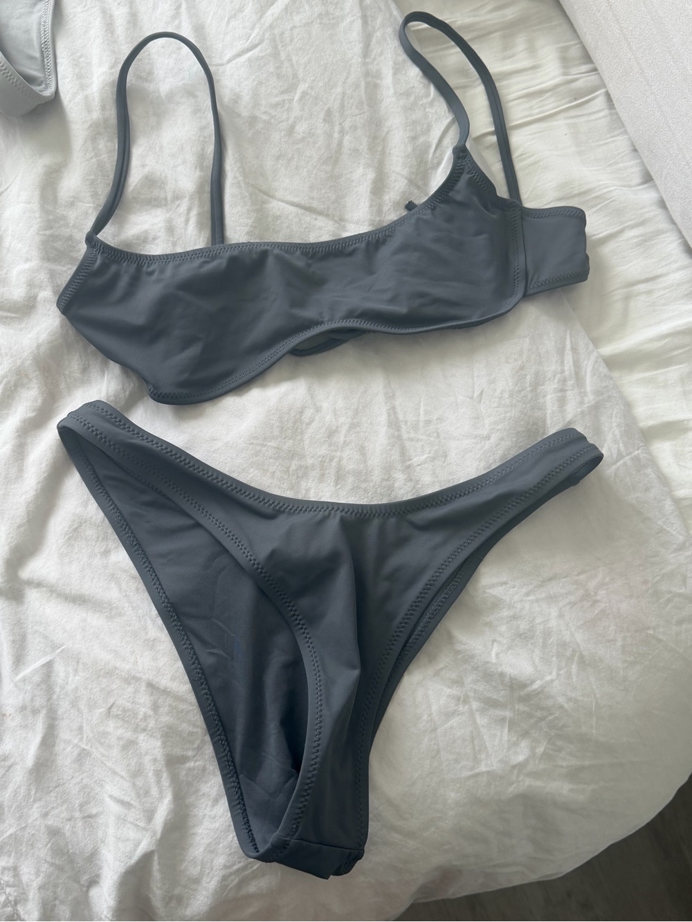 SKIMS Scoop Bikini Set in Charcoal